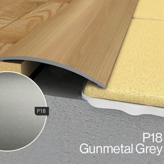 Picture of WRG2 1800mm Flat Reducer Adhesive Profile P18 Gunmetal Grey / Brissac Oak 8264