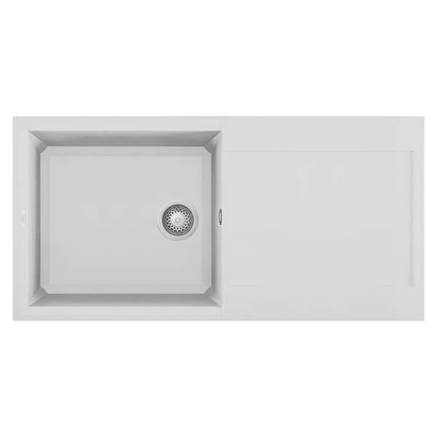 Picture of Easy 480 Matt White Single Bowl Sink Overall Dem. 1000x500