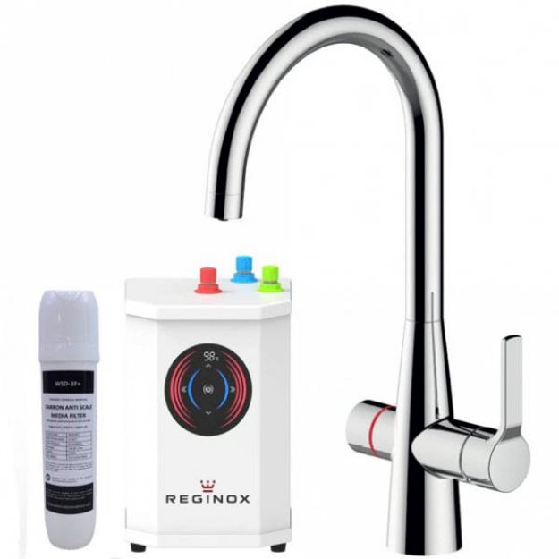 Picture of Reginox Aquadzi Chrome 4 in 1 Boiling Filtered Water Kitchen Tap and Tank